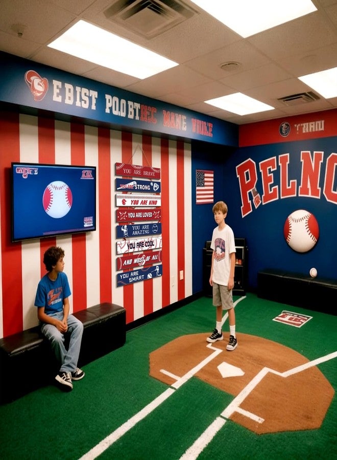 Fiwochic Baseball Room Decor for Teen Boys Inspirational Gifts Vintage Wood Baseball Lovers Wall Sign Motivational Quote Hanging Decor for Sports Bedroom Gym Playroom Nursery Decorations - Image 3
